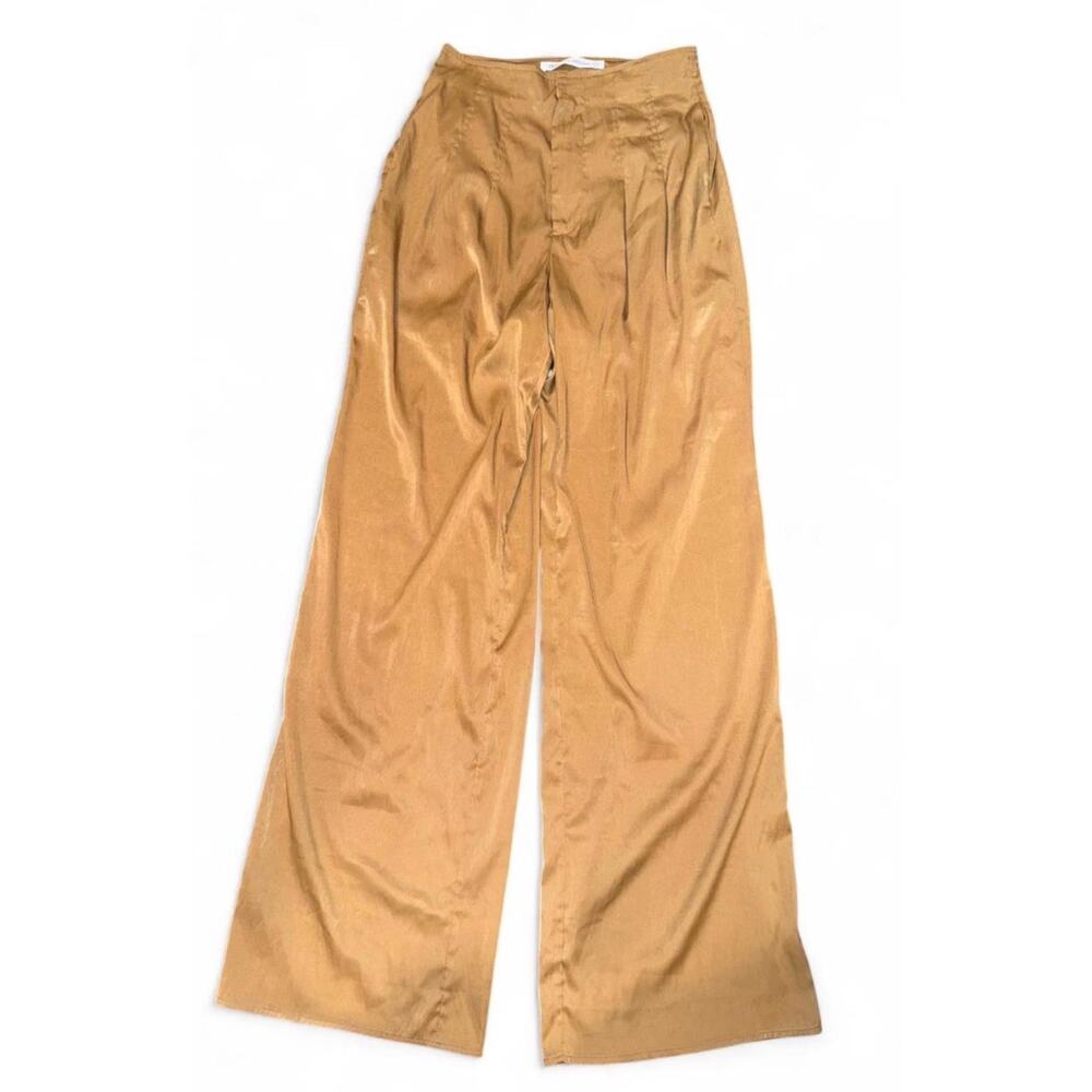 12th Tribe x The Salty Blonde Copper Satin Wide-legged High-Waist Trousers S